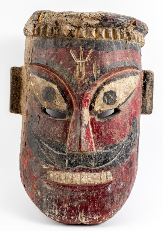 Indian Polychrome Painted & Carved Wood Mask (1 of 8)