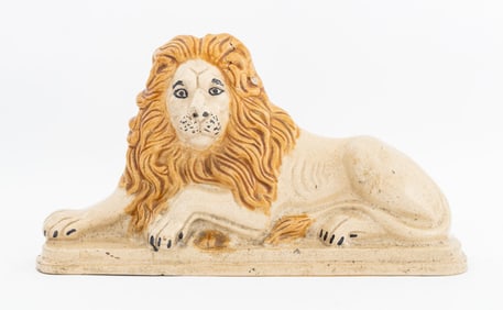 English Salt Glazed Stoneware Reclining Lion