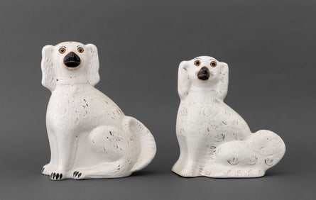 Staffordshire Style Flatback Spaniels, Pair