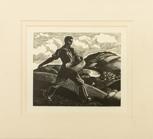 Clare Leighton "April: Sowing" Woodcut
