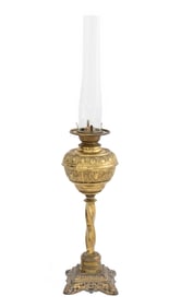 Victorian Brass Electrified Oil Lamp, 19th C.