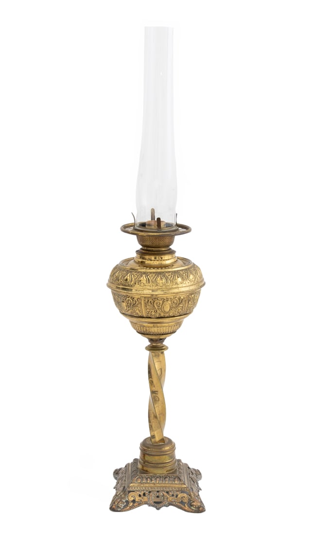 Victorian Brass Electrified Oil Lamp, 19th C. (1 of 8)