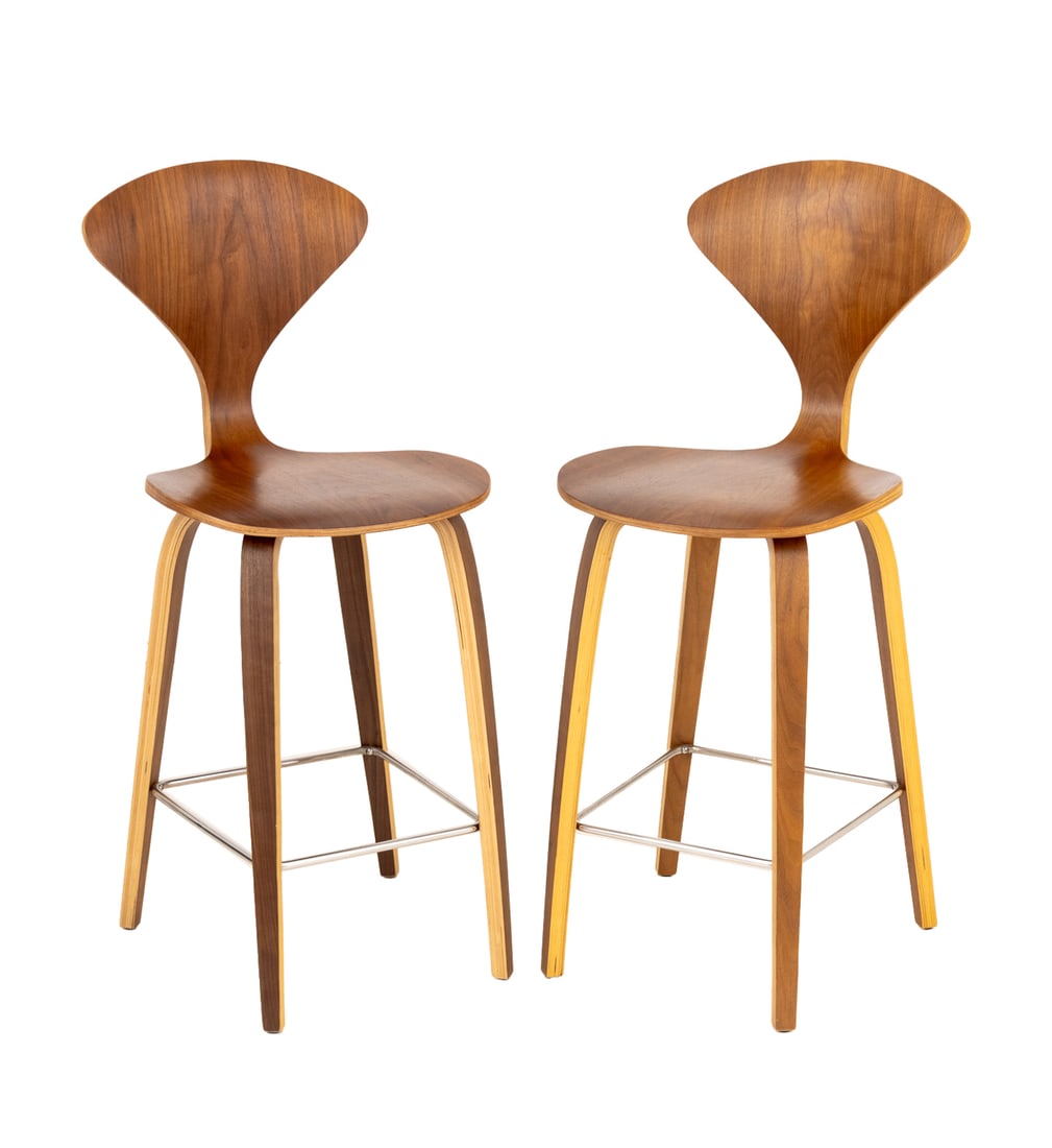 Danish Modern Style Walnut Bar Stools, Pair (1 of 8)
