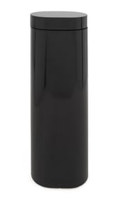 Modern Black Lacquered Oval Swivel Top Pedestal