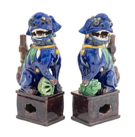 Chinese Guardian Lion Joss Stick Holders, Pair