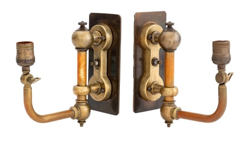 Industrial Articulated Brass and Copper Sconces