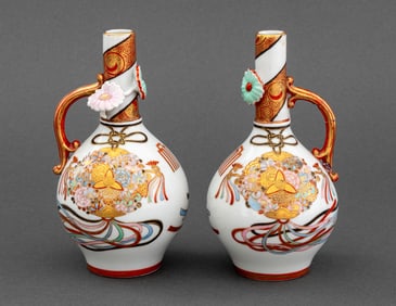 Japanese Kutani Ware Ewers, Pair