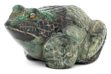 Brazilian Emerald Carved Frog Sculpture