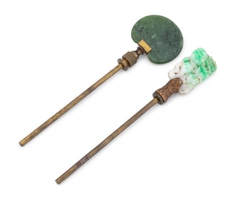 Chinese Carved Stone Lamp Finials, 2