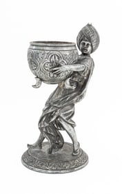 Continental Silvered Spelter Nubian Figure Planter