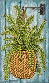 Kenneth Cox Still Life of a Fern Oil on Panel