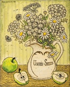 Kenneth Cox Floral Still Life Oil on Panel