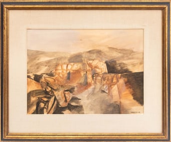 Roger Blaquiere Abstract Landscape Gouache, 1962