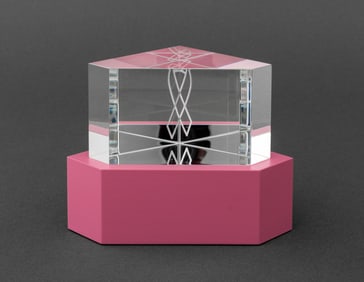 Steuben Pink Ribbon Campaign Crystal Paperweight