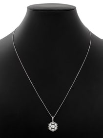 Italian 18K White Gold Diamond Pendant Necklace