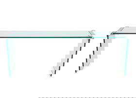 Leon Rosen Pace Collection Glass Waterfall Table: Leon Rosen Pace Collection Glass and Chrome Waterfall Table. 23.25" H x 67" W x 15" D. Provenance: From a Long Island Estate. Keywords: Modern Furniture, Console, Low table, Cocktail table, Transparen