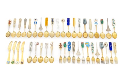 Anton Michelsen Sterling & Enamel Flatware, 42