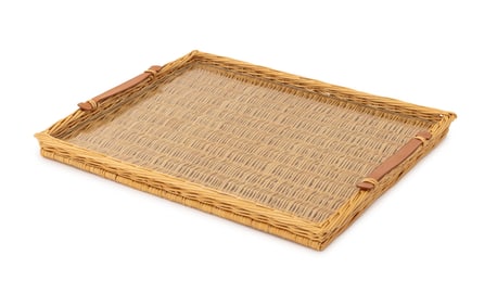 Hermes "Oseraie" Large Wicker Leather Serving Tray
