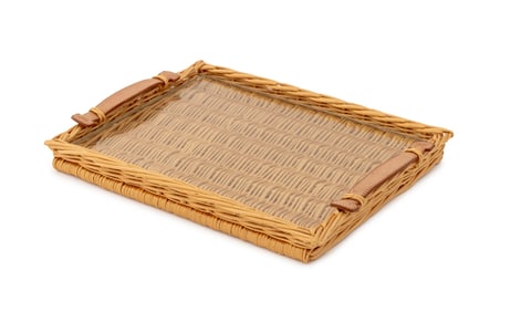 Hermes "Oseraie" Wicker and Leather Serving Tray