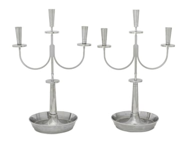 Tommi Parzinger Silver Plate Candelabra, Pair