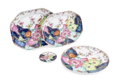 Mottahedeh Tobacco Leaf Porcelain Tableware, 4 Pcs