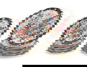 Ralph Lauren Hampton Floral Porcelain Service x 12: Wedgwood for Ralph Lauren "Hampton Floral" Pattern Porcelain Service for Twelve, comprising: (12) twelve dinner plates and (12) twelve salad plates, marked "Ralph Lauren / Hampton Floral / Polo Ralph