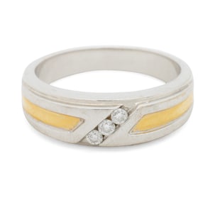 14K Two-Tone Gold Diamond Channel Band