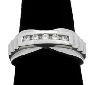 14K White Gold Diamond Channel Ring