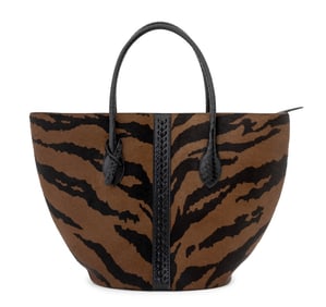 Alaia Tiger Print Calf Hair & Snakeskin Tote Bag