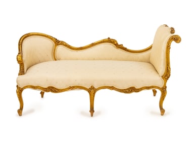 Louis XV Style Giltwood Chaise Longue, 19th C.