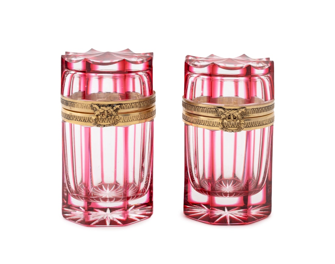 Martin Benito Ormolu Mounted Cut Glass Boxes, Pair (1 of 9)