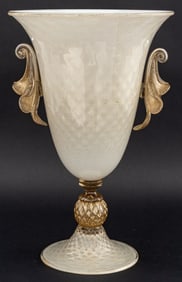 Gabbiani Venezia Murano Gold-Flecked Glass Vase