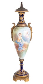 Sevres Blue Ground Ovoid Vase Mounted as Lamp