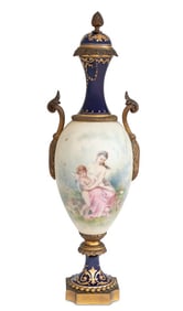 Sevres Blue Ground Porcelain Ovoid Vase
