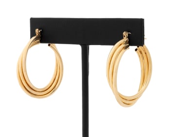 14K Yellow Gold Triple Hoop Earrings