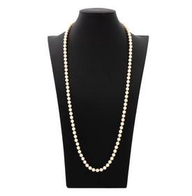 14K White Gold Diamond Cultured Pearl Necklace