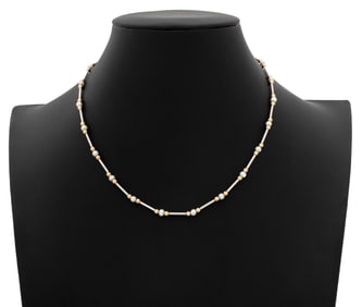 14K Yellow Gold Cultured Pearl Necklace