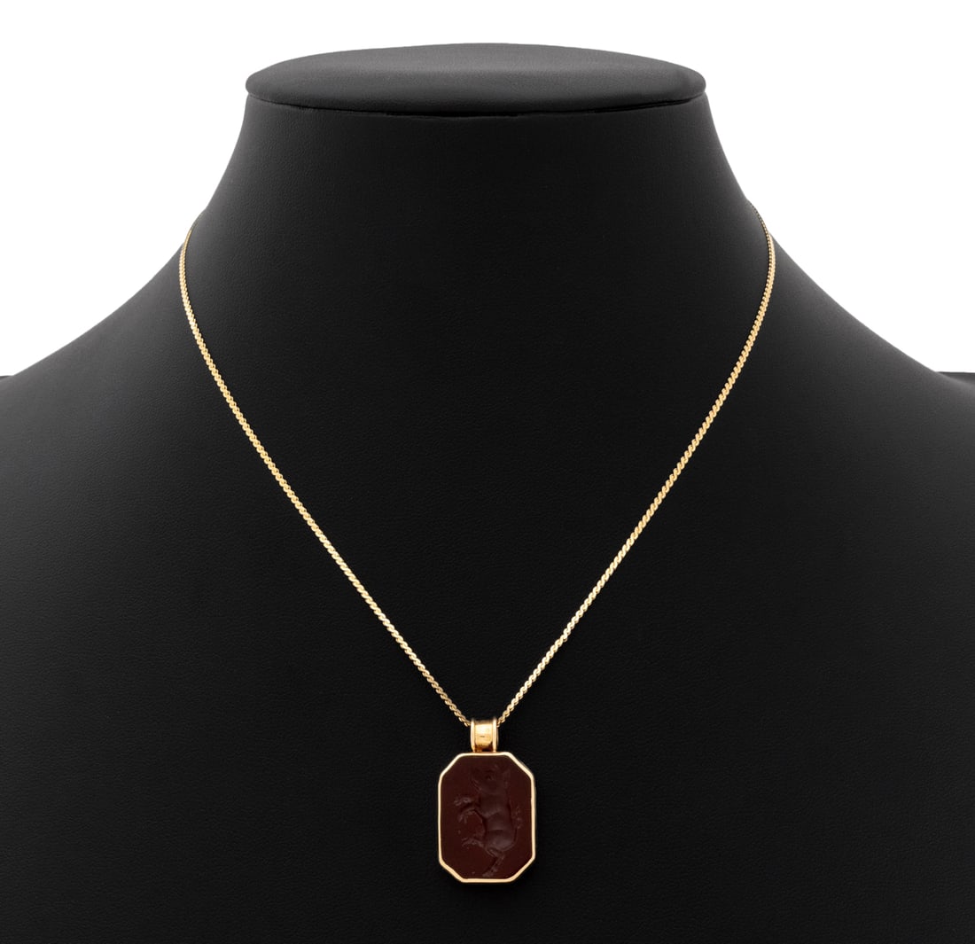 14K Yellow Gold Carnelian Pendant Necklace (1 of 7)