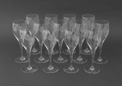 Baccarat Etched Orchid Crystal Wine Glasses, 13