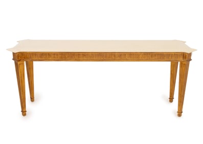 George III Style Travertine Top Giltwood Console