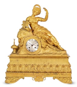 Charles X Gilt Bronze Figural Clock