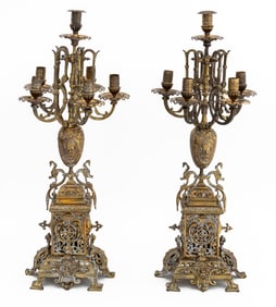 Renaissance Revival 6-Branch Candelabra, Pair
