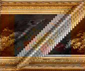 Floral Still Life with Ewer Oil on Canvas, 19th C.