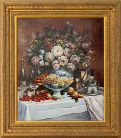 Francois Gabriel Floral Still Life Oil on Panel