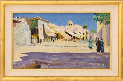 Sergei Gerasimov Market Scene Oil on Canvas
