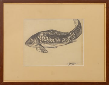 Gaston Suisse "Carpes Coeur" Crayon on Paper