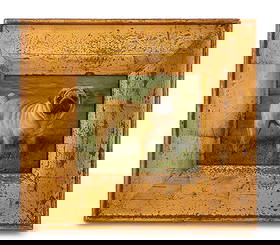 Laura Cassidy Portrait of a Pug Oil on Panel: Laura E. Cassidy (American, XX), Portrait of a Pug, Oil on Panel, signed "L. Cassidy" lower left, giltwood frame. Image: 7.5" H x 9.25" W; frame: 16" H x 18" W x 1.75" D. Provenance: From a New York C