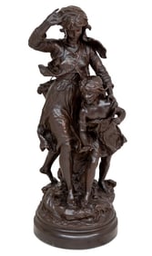 Hippolyte Moreau "Les Soeurs" Patinated Bronze