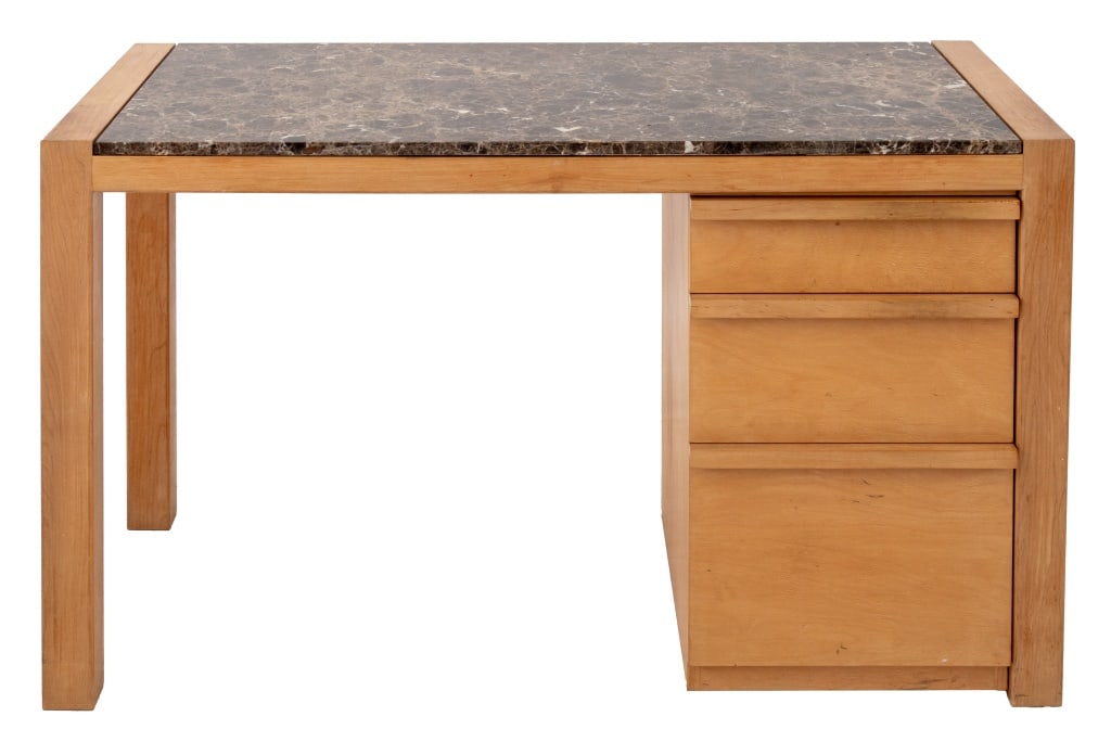 Postmodern Brown Marble Top Beech Desk (1 of 9)