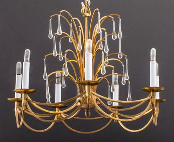 Swedish Mid-Century Modern Waterfall Chandelier